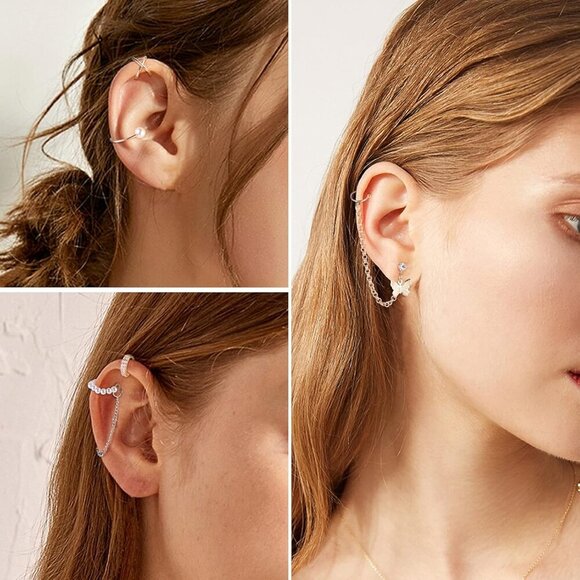 64PCS Ear Cuff Earrings for Women, Non Piercing Clip On Wrap Cartilage Earrings - Picture 3 of 9